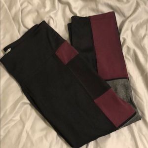 Black, Maroon & Gray Workout Capris Pants